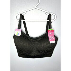 Warners Olga Bra Womens Large Black Leopard Jacquard Wire Free Easy Does GM9401A